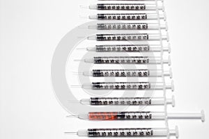 Row of medical syringes