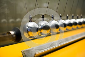 Row of metallic balls for inertia experiments