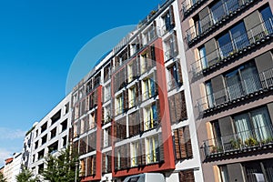 Row of modern apartment buildings in Berlin