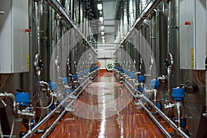 Row of modern cistern for wine storage