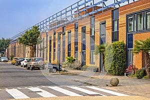 Row of modern houses in cmodern neighborhood