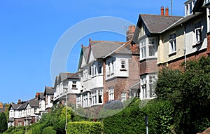 Row of modern houses in street