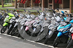 A row of mopeds in Bali