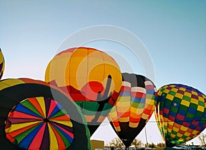 Hot air balloons preparing for lift off in Pahrump, Nevada