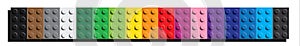 Row of multicolored building bricks