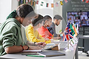 Row of Multicultural Students in Class
