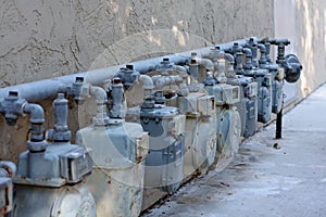 Row of natural gas meters