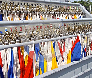 The row of nautical flags closeup