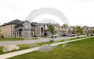 A row of new beautiful big houses in a new suburb