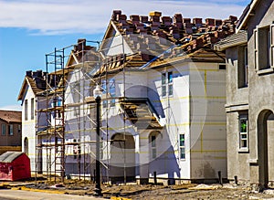 Row Of New Homes Under Construction