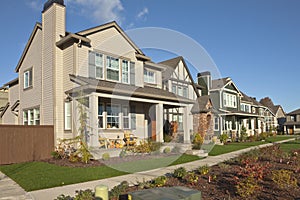 Row of new homes in Willsonville Oregon.