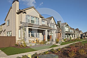 Row of new homes in Willsonville Oregon. photo