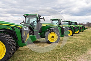 Row of New John Deere Tractors