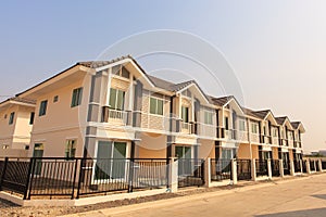 A row of new and ready to sell  townhouses