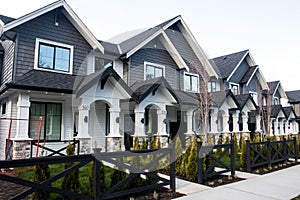 A row of new townhouses or condominiums.