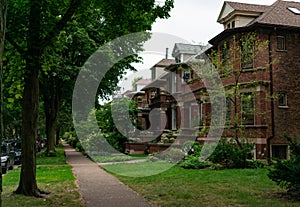 Row of Old Brick Homes in Andersonville Chicago