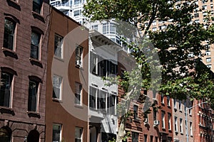 Row of Old Brick Residential Buildings in Kips Bay of New York City photo