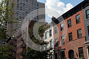 Row of Old Brick Residential Buildings in Kips Bay of New York City photo