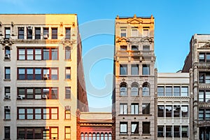 Row of old building rooftops in New York City