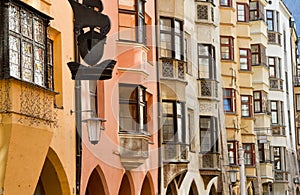 Row of old colorful buildings