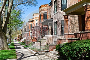 Row of Old Homes in the North Center Neighborhood of Chicago photo