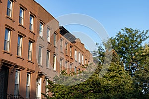 Row of Old Residential Buildings in Carroll Gardens Brooklyn of New York City