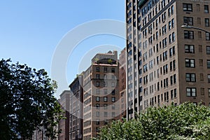 Row of Old Residential Skyscrapers on Park Avenue on the Upper East Side of New York City