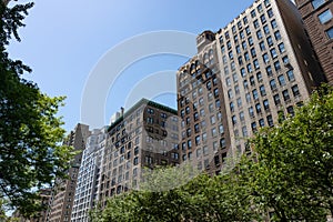 Row of Old Residential Skyscrapers on Park Avenue on the Upper East Side of New York City