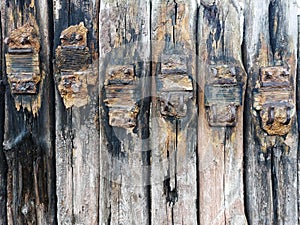 A row of old weathered railway sleepers