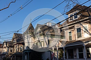 Row of Old Wood Neighborhood Homes in Weehawken New Jersey