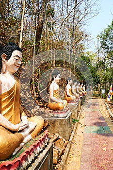 Row of orange Buddha statue, Sambok Pagoda
