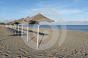 Row of parasols in Torremolinos