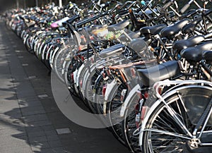 Row of parked bicycles