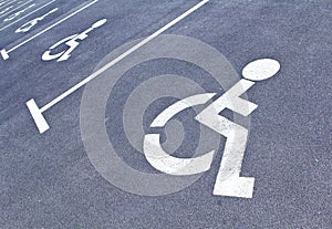 Row of parking sign for disabled people