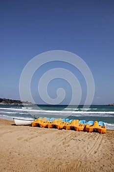 Row of peddle boats