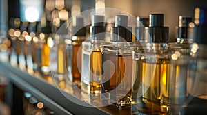 Row of Perfume Bottles on Shelf