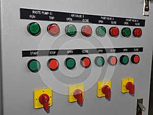 a row pilot lamp, push button and selector switch