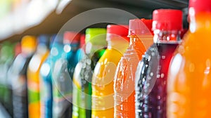 Row of Plastic Bottles Filled With Liquid