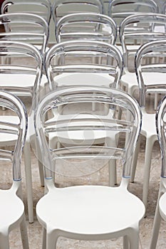 Row of plastic chairs