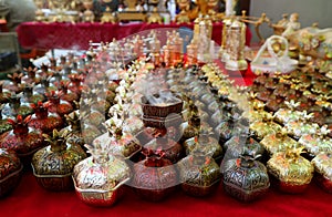 Row of Pomegranate Shaped Incense Burners at the Vernissage Market in Yerevan, Armenia