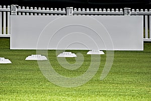 Row of Practice Balls, Blank Signage Boards photo