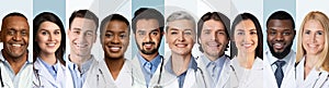 Row Of Professional Doctors Headshots With Multiracial Medical Workers, Collage