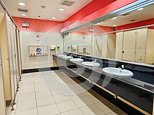 Row of public toilet, restroom, lavatory