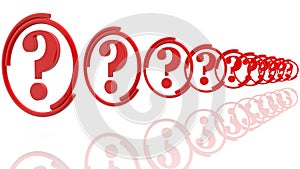 Row of question marks in red color