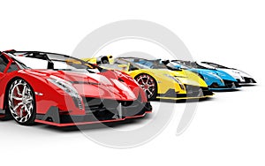 Row of race supercars photo