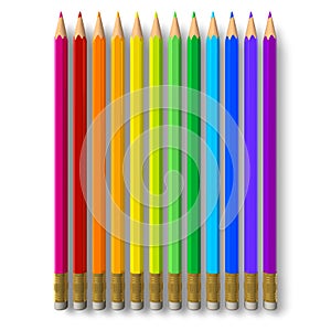 Row of rainbow pencils