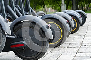 Row of rear wheels for recreational electric vehicles. photo