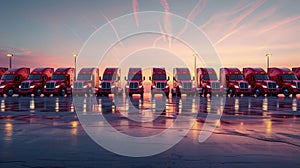 The fleet of red trucks.AI generated image photo