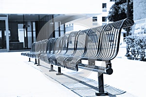 Row of relaxing chairs at the street