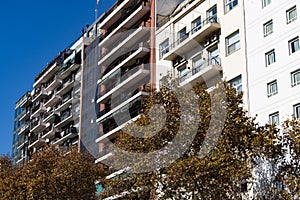 Row of Residential Buildings Surrounding Plaza Del Congreso in Buenos Aires Argentina